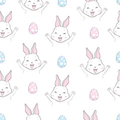 Cute Bunny Rabbit Seamless Pattern Vector Background