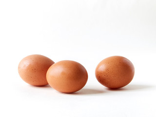 three eggs on white Infinity cove background