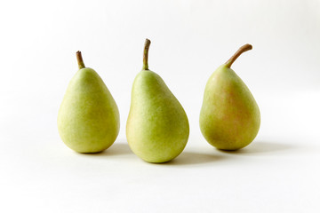 three green pears three red apples on white Infinity cove background