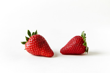 two strawberries on white Infinity cove background