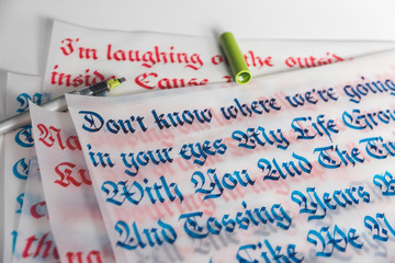 fraktur calligraphy on tracing paper