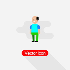 Bald Simple Character Icon In Flat Design