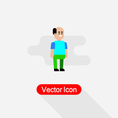 Bald Simple Character Icon In Flat Design