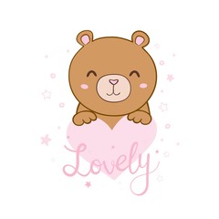 Cute cartoon Teddy bear, vector illustration