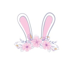 Cartoon little bunny holding Easter egg