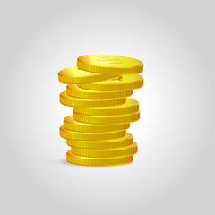 Сoins stacked on each other in different positions.Vector Illustration of golden coins