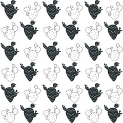 Set of seamless pattern with cactus, succulents and floral elements. Vintage vector botanical illustration. Background ready for printing on textile and other seamless design