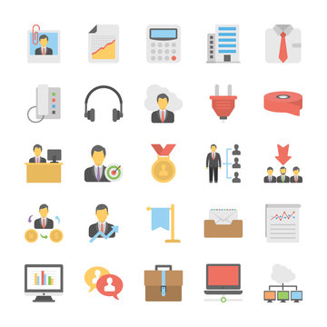  Flat Vector Set of Office and Internet Icons