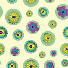 Vector paper cut style flowers seamless pattern