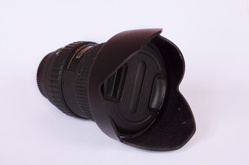DSLR lens on white background