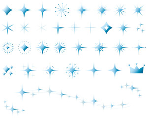 キラキラ　スター　アイコン　青　グラデーション