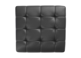 Royal black leather pillow. 3D render illustration isolated on white background