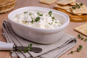 Traditional soft cheese with thyme