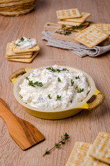 Traditional soft cheese with thyme