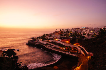 sunset in los gigantes beautiful landscape