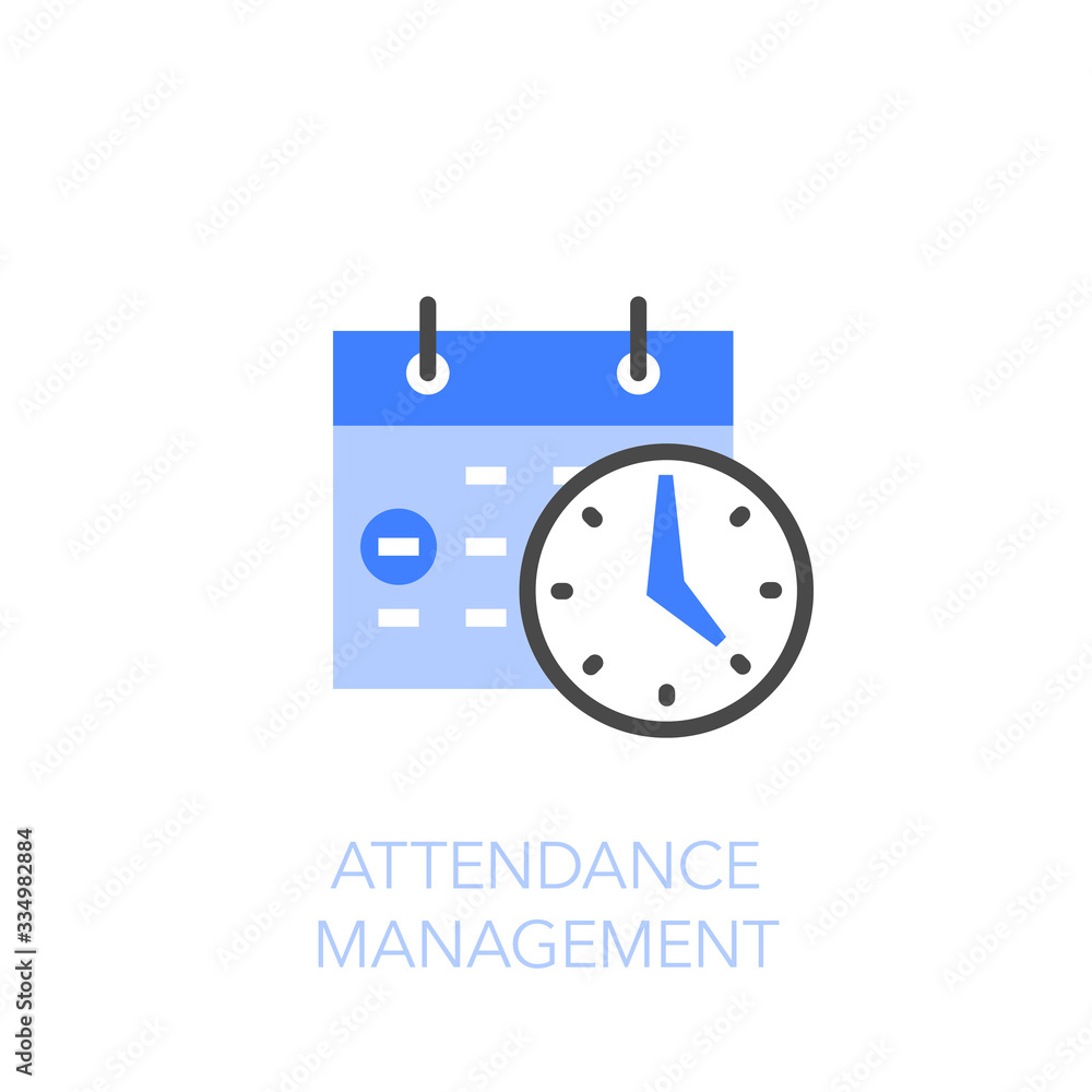 Poster Attendance management symbol with a calendar and a clock. Easy to use for your website or presentation.
