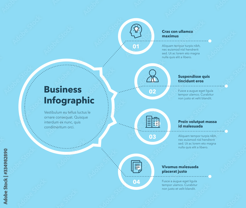 Aufkleber simple concept for business diagram with four steps and place for your description - blue version. f