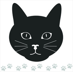 Silhouette of cat. Vector illustration. Cute pet. Human friendly, pet.