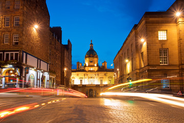 Edinburgh Scotland traffic at night 