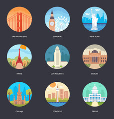  A Set Of World Cities Vector Illustrations