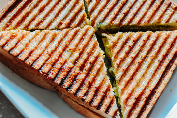Closeup shot of grilled sandwich