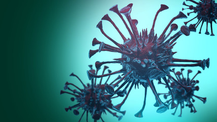 Coronavirus or COVID-19 infection concept. Viral disease epidemic, 3D illustration