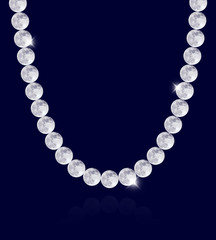 Moon Pearl Garland Necklace conceptual Image, on blue background