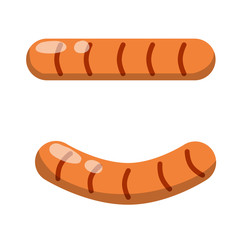 Sausage with ketchup and mustard.