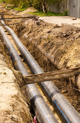 Pipes and cables. Repair of communications. Water supply, electricity, Sewerage