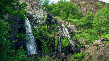 View of Cascada de Sotillo Waterfall in Sanabria, Zamora, Spain