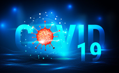 Covid-19 coronavirus background with microscopic red virus