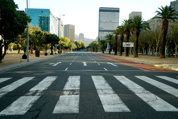 2 April 2020 - Cape Town,South Africa : Empty streets in the city of Cape Town during the lockdown...