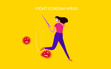 Fototapeta na wymiar vector illustration fight covid-19 corona virus