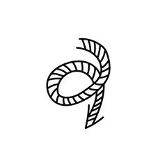 Hand drawn black line arrow on white vector illustration. Doodle left right down direction sign. Sketch curve outline symbol. Business graphic design element. Isolated  icon. Cursor. Pointer.