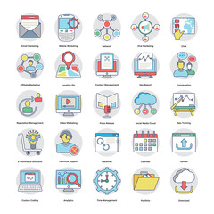  Flat Icons Of Digital and Internet Marketing
