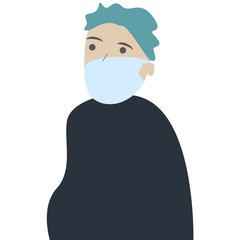 Prevention of coronavirus. Advice how stay safe: use mask, keep social distancing, stay home, wash hands and use tissues. Vector illustration of people wearing mask against covid 19 bacteria