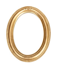 Obraz premium Golden frame for paintings, mirrors or photo isolated on white background