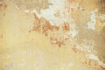 Cracked and peeling paint old wall background.