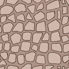 Stones handdrawn seamless brown pattern. Vector illustration.