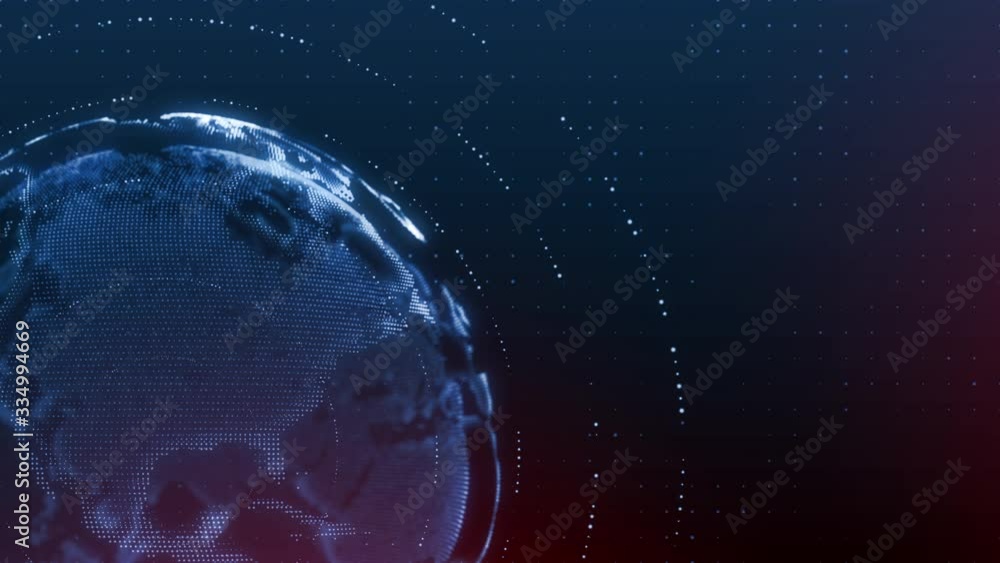 Poster global earth rotating digital world breaking news studio background for news report and breaking new