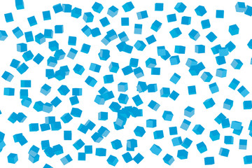 Background with blue geometric shapes. 3D cubes in different positions. Vector illustration