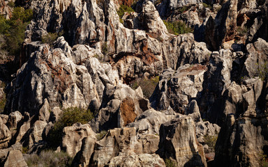 Rock formations left over from open cast mining in Sevilla Spain