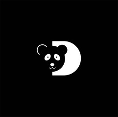  logo letter d panda , panda letter D logo design , logo letter d panda 