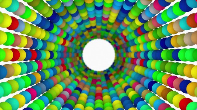 Dance floor tunnel of multi-colored spheres, computer generated. 3d rendering of modern dance backdrop