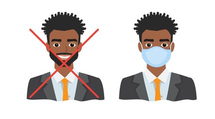 black african american men wearing medical mask to prevent disease, flu, air pollution, contaminated air, world pollution.
