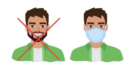 Men wearing medical mask to prevent disease, flu, air pollution, contaminated air, world pollution.