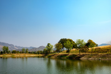 Obraz premium A beautiful natural landscape during the sunset period