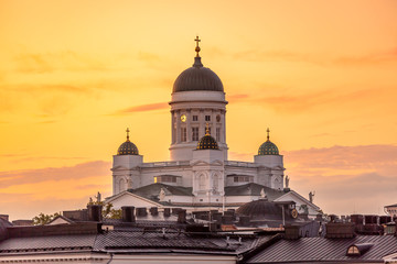 Obraz premium Helsinki Cathedral and Senate Square at sunset. Finland