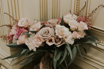 bridal bouquet of white roses