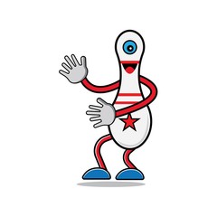 Vector illustration of cartoon bowling character